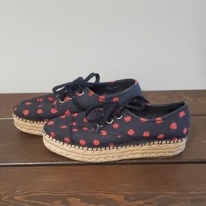 Alice + Olivia Black and Red Polka Dot Sneakers 40M